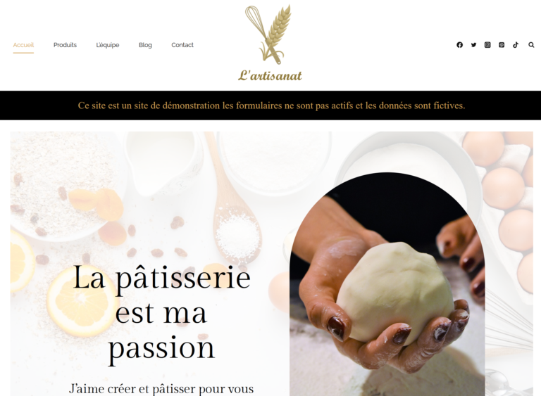Réalisation Site WordPress de démonstration - artisanat pâtissier