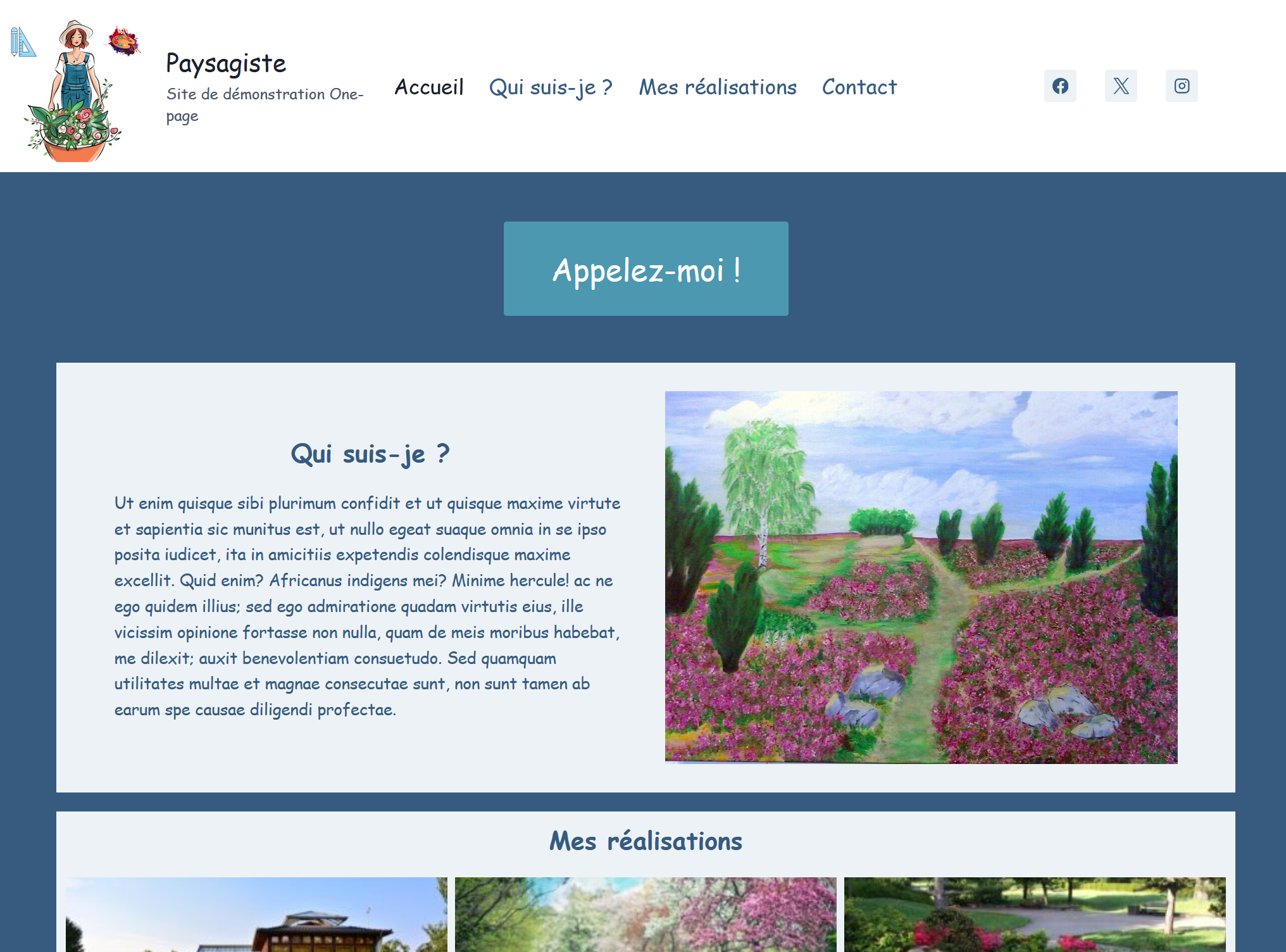 Site de démonstration one-page de paysagiste