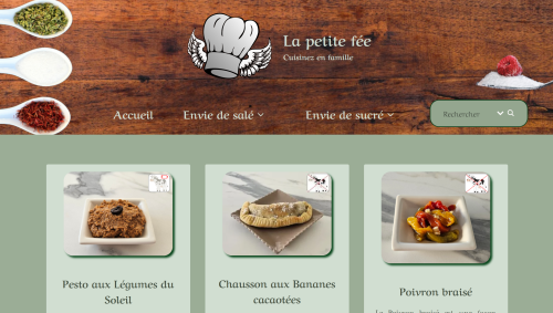 La page d'accueil du site web " La petite fée"